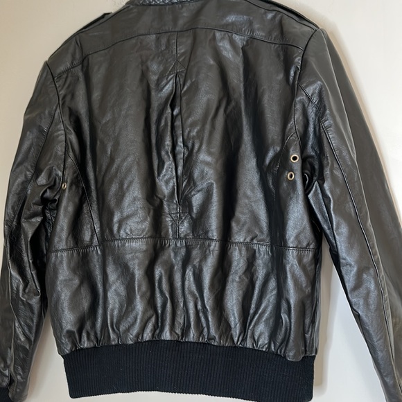 $1499 FURY Men’s Luxury Black Leather Bomber Utility Jacket Vest Coat size 44 - Picture 5 of 10